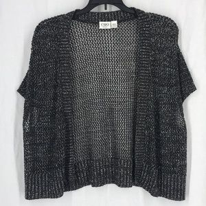 Cato Woman shrug sweater cap sleeve open weave black & silver size 22/24